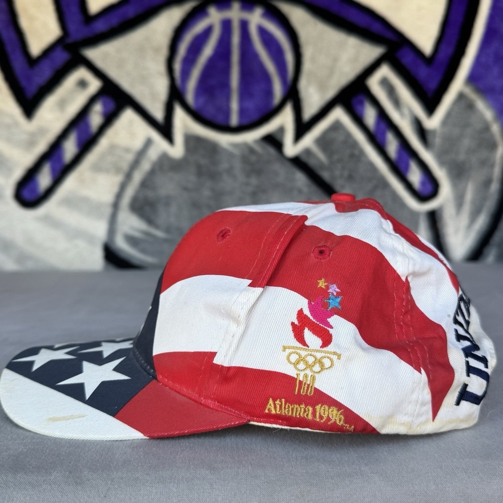 Vintage USA hat Cap Snap Back Stars Stripes Olympics Atlanta 1996 Mens - Picture 4 of 6